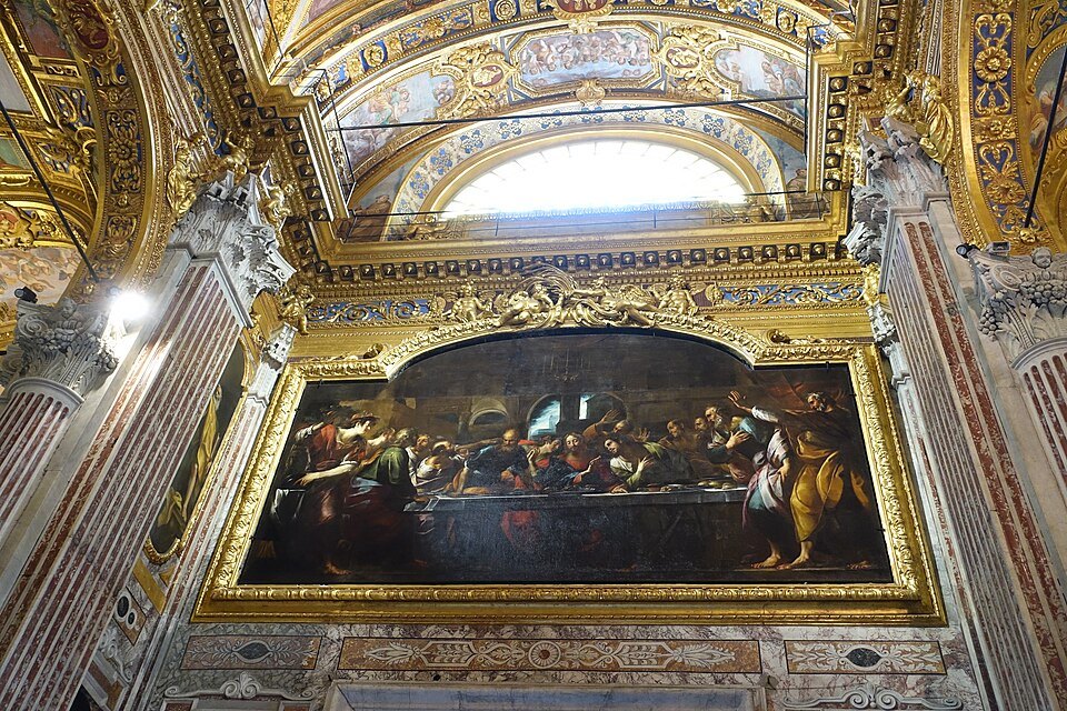 Procaccini's Last Supper hanging above the central door of the Annunziata