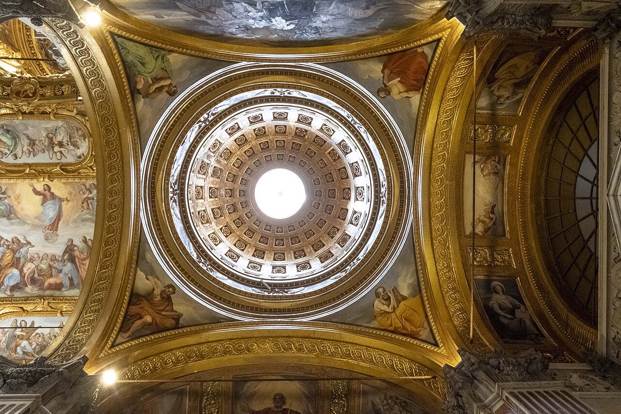 Light falling through the lantern of the Annunziata's gilded dome