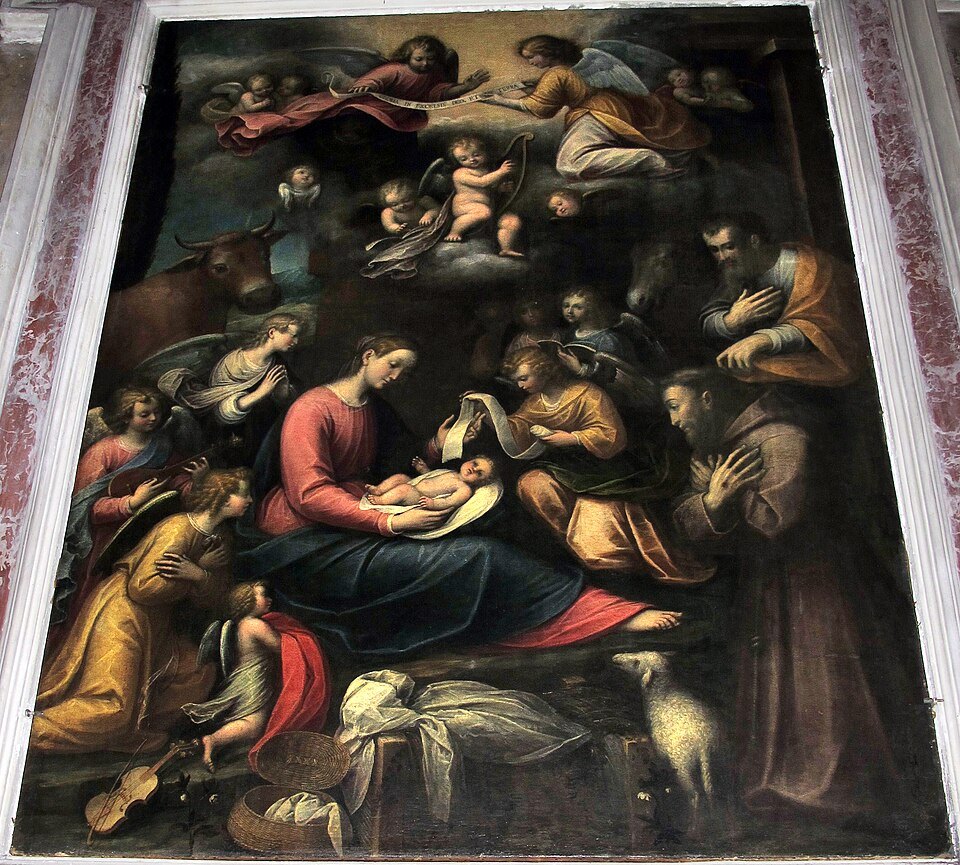 Guglielmo Caccia's nativity, a crowded night scene in the Annunziata