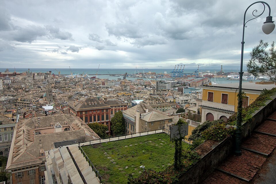 The old town from the Belvedere Montaldo on a grey afternoon