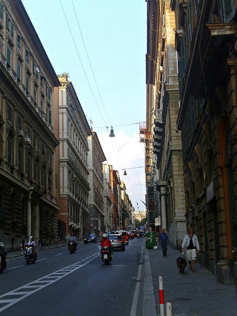 Via Assarotti, running downhill between nineteenth-century blocks