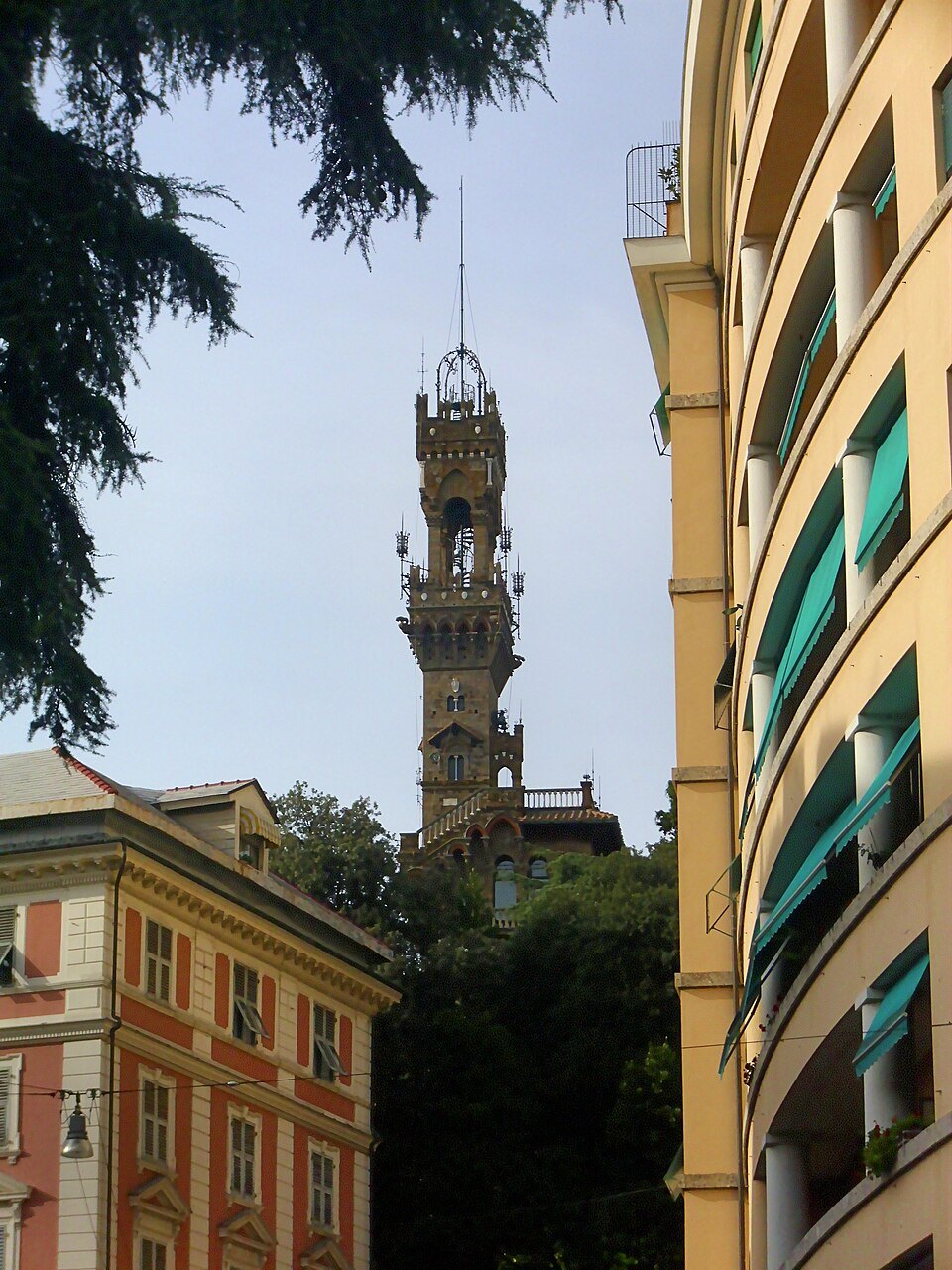 The tower of Castello Mackenzie above the roofs
