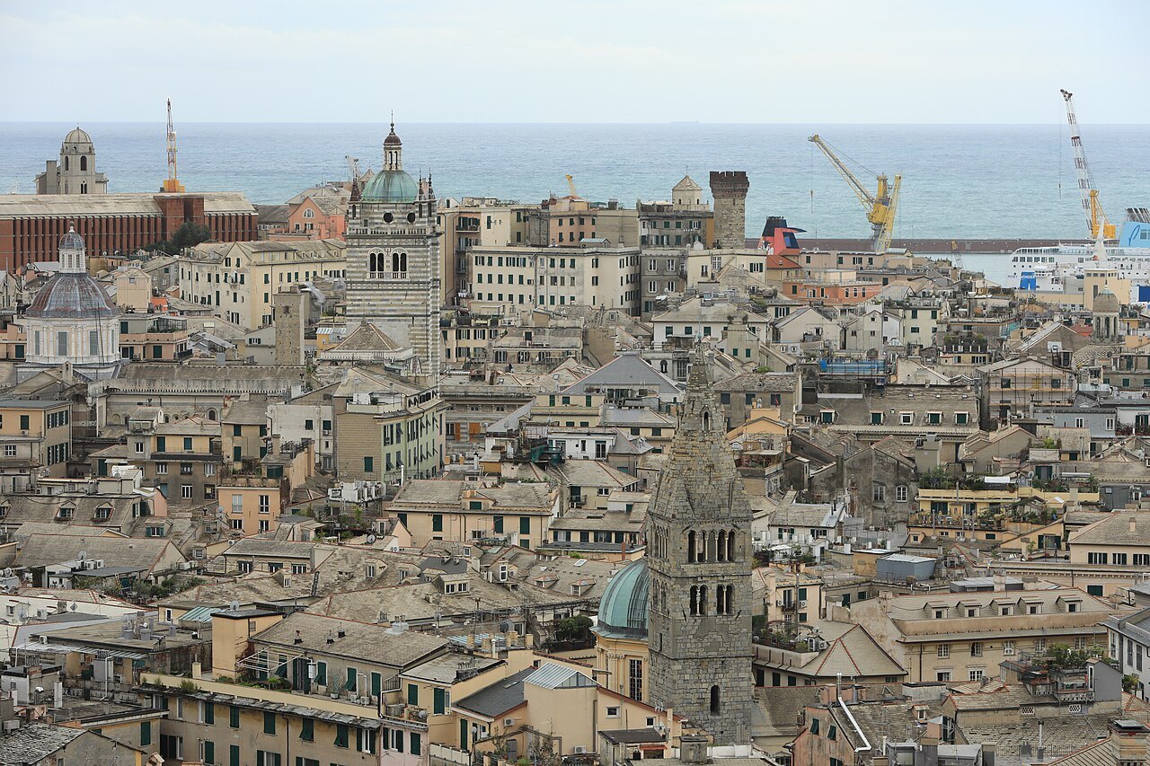 Roofs, domes and cranes from the Belvedere Montaldo at Castelletto