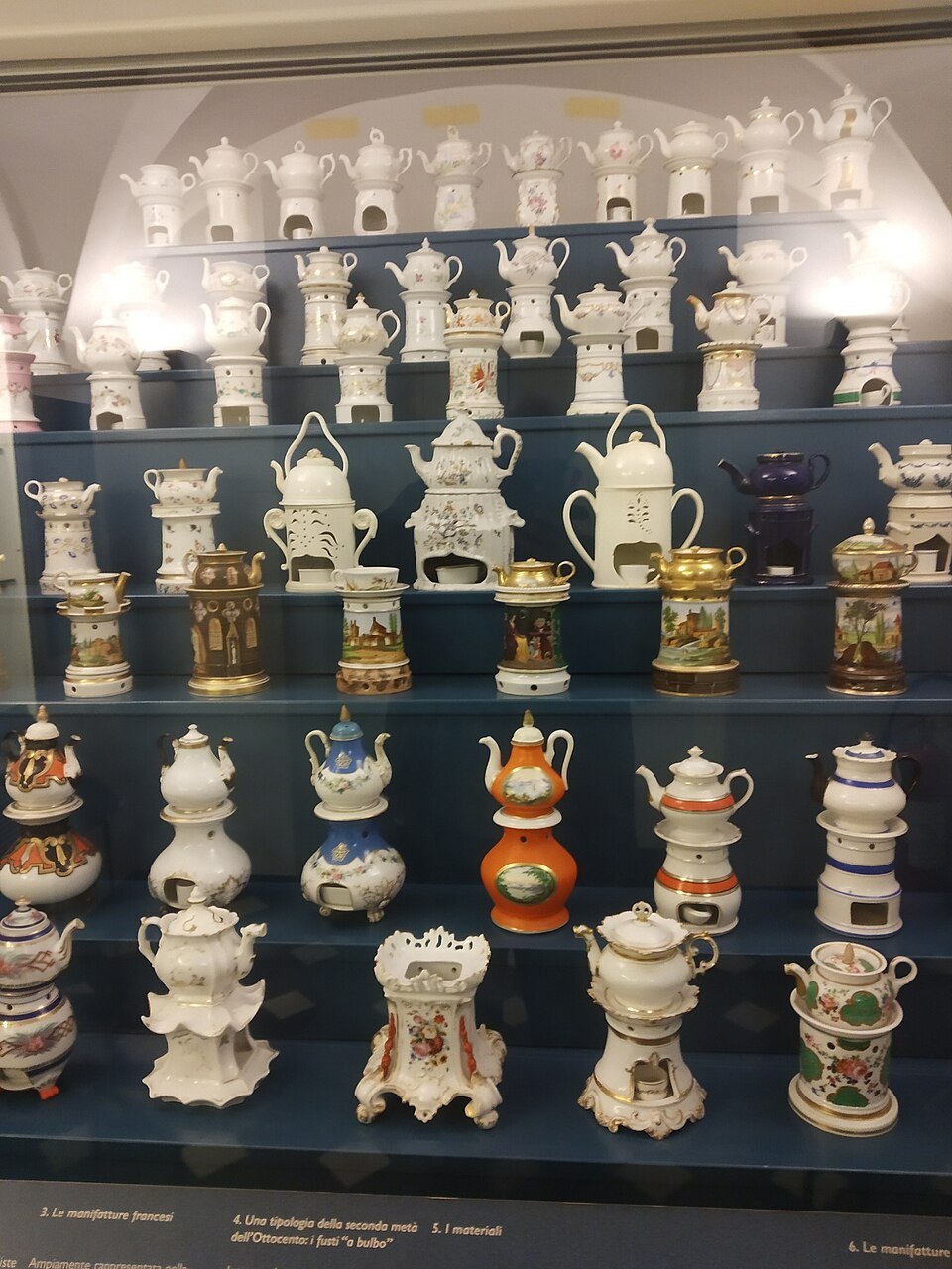 A collection of porcelain night lamps in Palazzo Spinola di Pellicceria