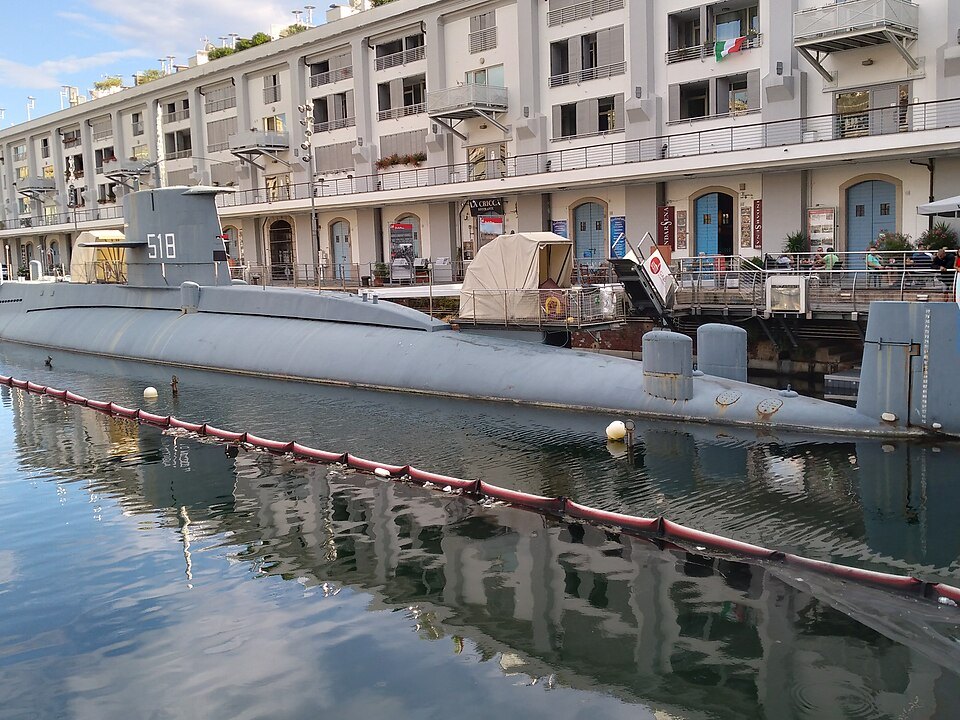 The length of the submarine against the quay wall