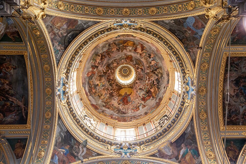The painted cupola of the Gesù seen straight up