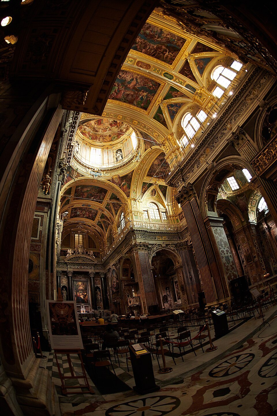 The nave of the Gesù looking toward the high altar under its painted vault
