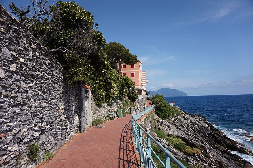 The cliff walk at Nervi running along the rock above the sea