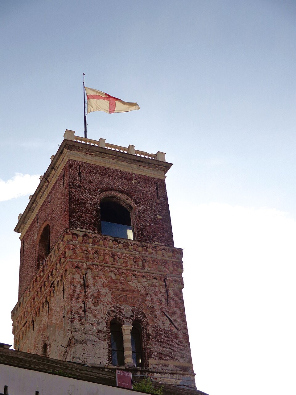 The Grimaldina tower seen from the upper loggia of the courtyard