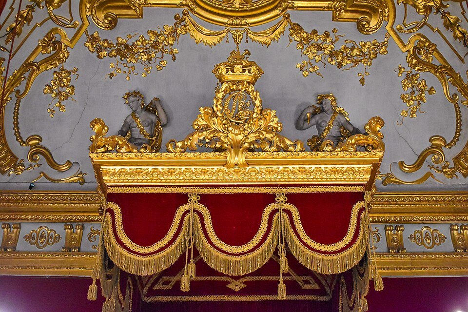 The gilded canopy over the throne in the Palazzo Reale