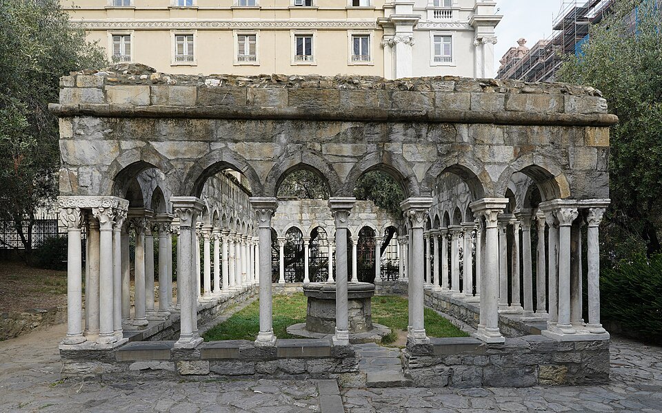 The cloister of Sant'Andrea, re-erected in the garden below the gate
