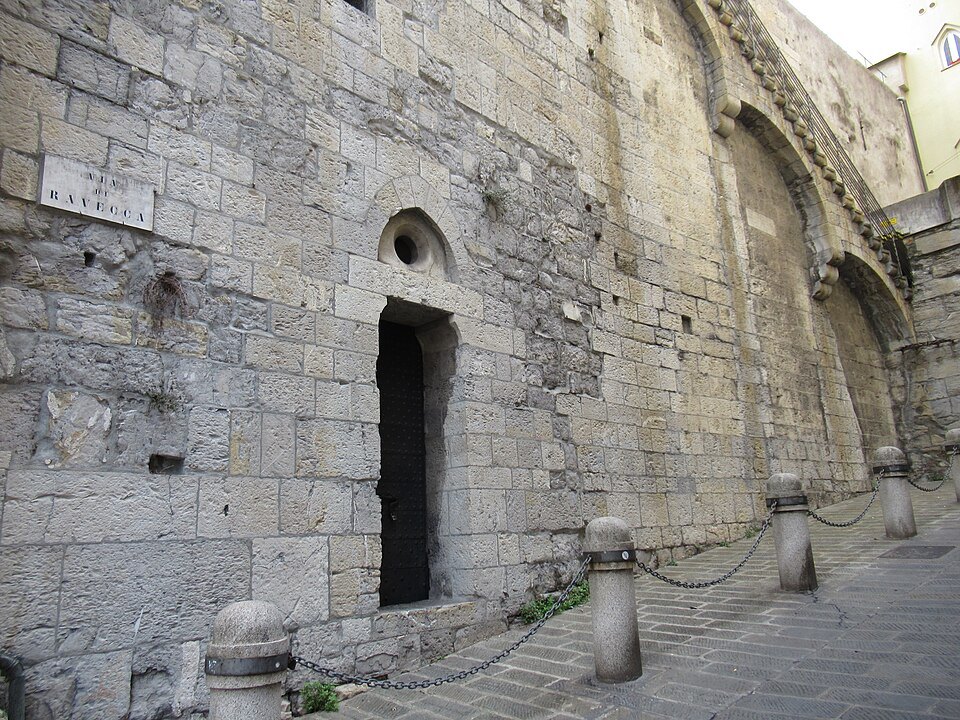 The inner face of the wall at Porta Soprana, its blocks squared and worn