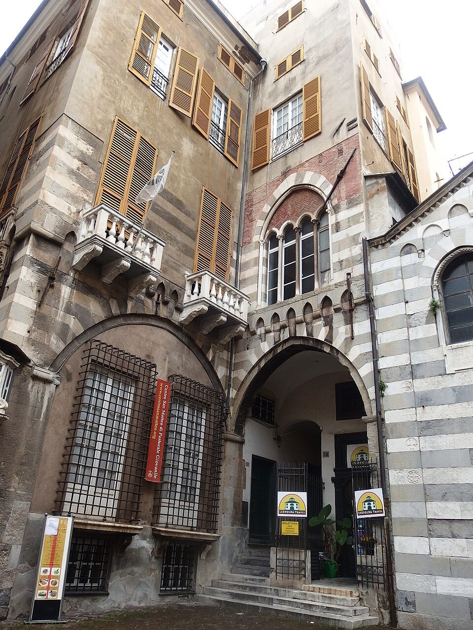 Palazzo Branca Doria on Piazza San Matteo, its arcade filled in