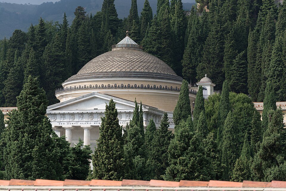 The Pantheon at Staglieno, its dome and portico above the stair