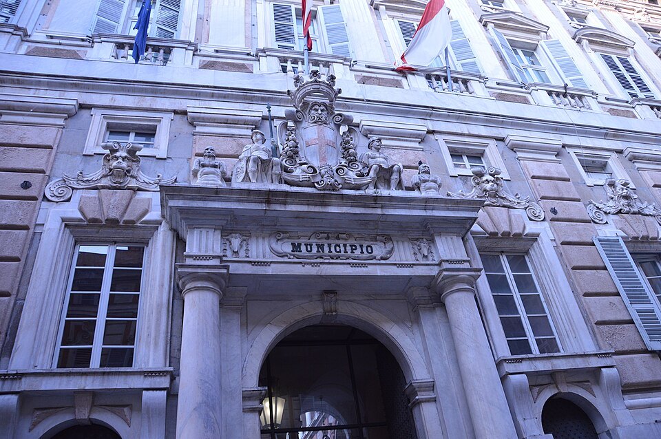 The front of Palazzo Doria Tursi on Via Garibaldi, now the city hall